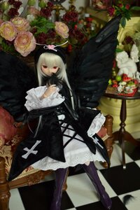 Rating: Safe Score: 0 Tags: 1girl argyle argyle_background argyle_legwear board_game checkered checkered_background checkered_floor chess_piece doll dress flower hat long_hair perspective red_eyes red_flower red_rose rose solo suigintou tile_floor tiles white_hair wings User: admin
