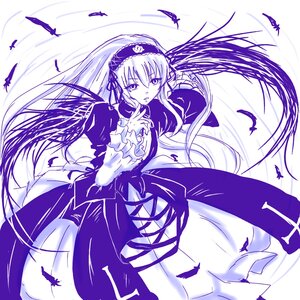 Rating: Safe Score: 0 Tags: 1girl bird black_feathers bug butterfly dress feathers flower frilled_sleeves frills hairband image insect long_hair long_sleeves looking_at_viewer monochrome ribbon solo suigintou very_long_hair wings User: admin