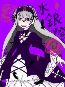 Rating: Safe Score: 0 Tags: 1girl dress flower frilled_sleeves frills hairband image juliet_sleeves long_hair long_sleeves looking_at_viewer pink_eyes puffy_sleeves purple_background silver_hair simple_background smile solo suigintou wings User: admin
