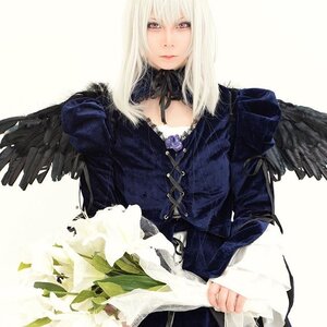 Rating: Safe Score: 0 Tags: 1girl black_wings dress feathered_wings feathers flower long_hair long_sleeves looking_at_viewer solo suigintou white_hair wings User: admin