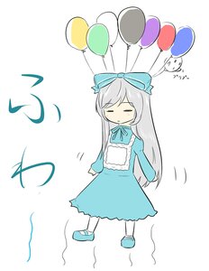 Rating: Safe Score: 0 Tags: 1girl aotenjou balloon blue_dress bow closed_eyes dress eighth_note enju_maiden full_body grey_hair long_hair long_sleeves musical_note pantyhose ribbon shoes solo standing striped white_background white_legwear User: admin