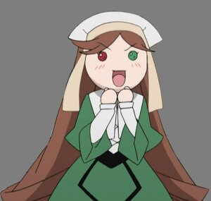 Rating: Safe Score: 0 Tags: 1girl :d bangs brown_hair green_eyes hat heterochromia image long_hair long_sleeves looking_at_viewer open_mouth red_eyes simple_background smile solo suiseiseki very_long_hair white_background User: admin