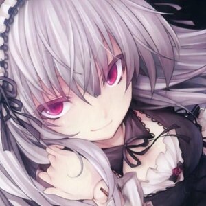 Rating: Safe Score: 0 Tags: 1girl closed_mouth detached_collar dress flower frills hairband image lolita_hairband long_hair looking_at_viewer ribbon rose silver_hair simple_background smile solo suigintou white_background User: admin