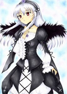 Rating: Safe Score: 0 Tags: 1girl bangs black_dress black_ribbon cowboy_shot detached_collar dress frills hairband image long_hair long_sleeves looking_at_viewer puffy_sleeves red_eyes ribbon solo standing suigintou wings User: admin