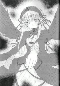 Rating: Safe Score: 0 Tags: 1girl blush dress feathered_wings frills greyscale hairband image long_hair long_sleeves looking_at_viewer monochrome ribbon solo suigintou very_long_hair wings User: admin