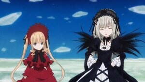 Rating: Safe Score: 0 Tags: 2girls black_wings blonde_hair blue_eyes bonnet closed_eyes dress flower frills hairband image long_hair long_sleeves multiple_girls pair red_dress ribbon shinku silver_hair sky suigintou twintails very_long_hair wings User: admin