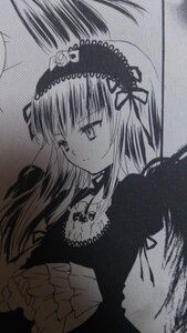 Rating: Safe Score: 0 Tags: 1girl closed_mouth detached_collar dress flower frills hairband image long_hair long_sleeves monochrome ribbon simple_background solo suigintou upper_body wings User: admin