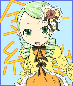 Rating: Safe Score: 0 Tags: 1girl :d dress drill_hair flower frills green_eyes green_hair hair_ornament image kanaria looking_at_viewer open_mouth ribbon rose smile solo twin_drills upper_body User: admin