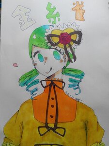 Rating: Safe Score: 0 Tags: 1girl :q bangs drill_hair flower green_eyes green_hair hair_flower image kanaria long_sleeves looking_at_viewer neck_ribbon photo puffy_sleeves rose smile solo tongue tongue_out traditional_media twin_drills upper_body yellow_dress User: admin