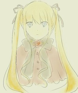 Rating: Safe Score: 0 Tags: 1girl bangs blush buttons expressionless flower hair_ribbon image long_hair looking_at_viewer monochrome ribbon rose sad shinku simple_background solo twintails upper_body very_long_hair User: admin