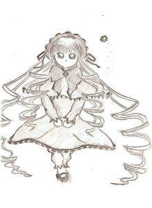 Rating: Safe Score: 0 Tags: 1girl dress drill_hair full_body image long_hair long_sleeves looking_at_viewer monochrome shinku simple_background solo suigintou twin_drills very_long_hair white_background User: admin