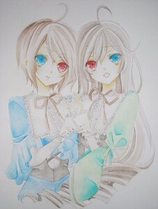 Rating: Safe Score: 0 Tags: 2girls ahoge blue_eyes heterochromia image long_hair multiple_girls pair red_eyes short_hair siblings sisters smile souseiseki suiseiseki traditional_media twins watercolor_(medium) User: admin