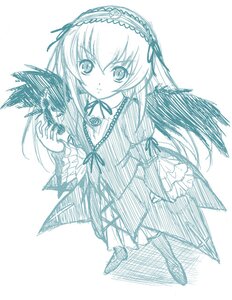Rating: Safe Score: 0 Tags: 1girl aqua_theme dress frills full_body hairband image kusui_aruta lolita_hairband long_hair long_sleeves looking_at_viewer monochrome photoshop_(medium) ribbon rose rozen_maiden simple_background sketch solo standing suigintou traditional_media white_background wings User: admin