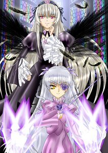 Rating: Safe Score: 0 Tags: 2girls barasuishou black_wings dress feathers flower frills hairband image long_hair long_sleeves looking_at_viewer multiple_girls pair pink_eyes puffy_sleeves rose silver_hair smile suigintou wings yellow_eyes User: admin