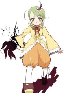 Rating: Safe Score: 0 Tags: 1girl bird bloomers feathers full_body green_eyes green_hair image kanaria long_sleeves puffy_pants solo standing white_background User: admin