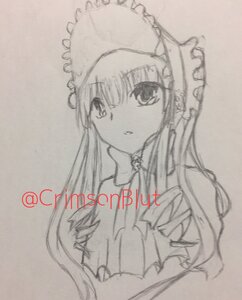 Rating: Safe Score: 0 Tags: 1girl frills hakurei_reimu image long_hair looking_at_viewer monochrome photo shinku simple_background sketch solo traditional_media upper_body User: admin