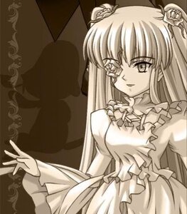 Rating: Safe Score: 0 Tags: 1girl dress flower frills hair_ornament image kirakishou long_hair monochrome one_eye_closed rose shinku solo suigintou User: admin