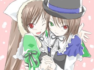 Rating: Safe Score: 0 Tags: 2girls artist_request brown_hair dress green_eyes hat head_scarf heterochromia holding_hands image long_hair long_sleeves looking_at_viewer multiple_girls one_eye_closed open_mouth pair red_eyes ribbon rozen_maiden short_hair siblings sisters smile souseiseki suiseiseki top_hat twins very_long_hair User: admin