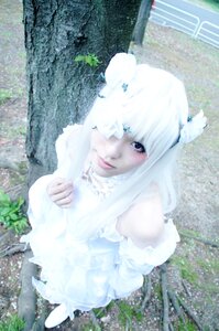 Rating: Safe Score: 0 Tags: 1girl blue_eyes dress grass kirakishou lips looking_at_viewer outdoors smile solo white_dress white_hair white_theme User: admin