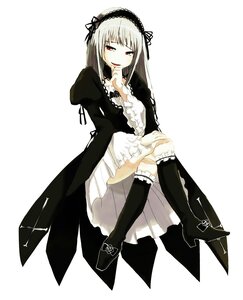 Rating: Safe Score: 0 Tags: 1girl boots crossed_legs dress frills full_body hairband high_heel_boots high_heels image knee_boots kneehighs lolita_hairband long_hair long_sleeves looking_at_viewer puffy_sleeves red_eyes simple_background sitting solo suigintou white_background User: admin