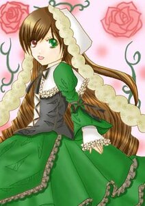 Rating: Safe Score: 0 Tags: 1girl brown_hair dress flower frills green_dress green_eyes hat head_scarf heterochromia image long_hair long_sleeves looking_at_viewer open_mouth pink_flower pink_rose red_eyes rose smile solo suiseiseki very_long_hair User: admin