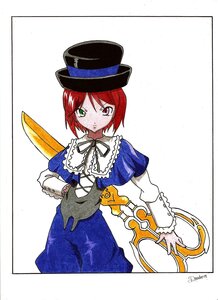 Rating: Safe Score: 0 Tags: 1girl blue_dress bow dress green_eyes hat heterochromia image long_sleeves red_eyes red_hair short_hair solo souseiseki top_hat User: admin