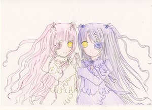 Rating: Safe Score: 0 Tags: 2girls barasuishou dress eyepatch flower frills holding_hands image interlocked_fingers kirakishou long_hair long_sleeves multiple_girls pair pink_hair rose smile traditional_media two_side_up ultimate_madoka very_long_hair yellow_eyes User: admin