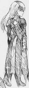 Rating: Safe Score: 0 Tags: 1girl full_body greyscale image long_hair long_sleeves looking_at_viewer looking_back monochrome sketch solo standing suigintou User: admin