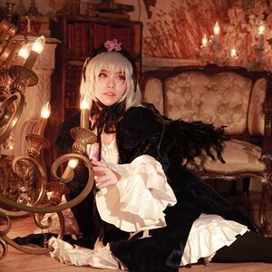 Rating: Safe Score: 0 Tags: 1girl blonde_hair dress flower indoors lips looking_at_viewer medium_breasts sitting solo suigintou User: admin
