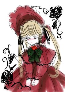 Rating: Safe Score: 0 Tags: 1girl blonde_hair blush bonnet bow bowtie closed_eyes dress flower image long_hair long_sleeves red_dress rose shinku simple_background solo twintails very_long_hair white_background User: admin