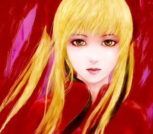 Rating: Safe Score: 0 Tags: 1girl bangs blonde_hair closed_mouth image lips long_hair looking_at_viewer red_background shinku solo yellow_eyes User: admin