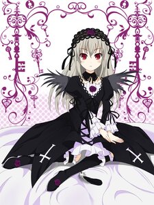 Rating: Safe Score: 0 Tags: 1girl black_dress blush dress flower frills gothic_lolita hairband image juliet_sleeves lolita_fashion lolita_hairband long_hair long_sleeves looking_at_viewer puffy_sleeves red_eyes ribbon rose silver_hair sitting solo suigintou wings User: admin