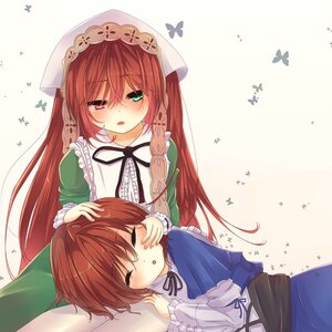Rating: Safe Score: 0 Tags: 2girls blue_butterfly blush brown_hair bug butterfly closed_eyes dress green_dress green_eyes hat heterochromia image insect lap_pillow long_hair long_sleeves multiple_girls open_mouth pair red_eyes short_hair siblings sisters sleeping souseiseki squiggle striped_background suiseiseki twins User: admin