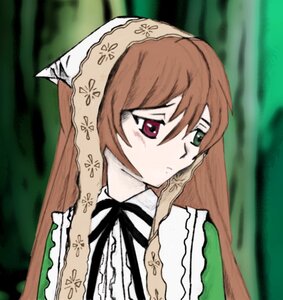 Rating: Safe Score: 0 Tags: 1girl blurry brown_hair dress food green_eyes head_scarf heterochromia holding image long_hair long_sleeves nature outdoors solo suiseiseki tree upper_body User: admin