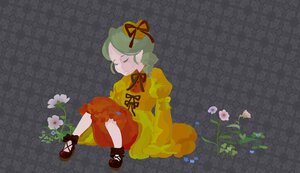 Rating: Safe Score: 0 Tags: 1girl closed_eyes dress flower green_hair image kanaria long_sleeves puffy_sleeves ribbon shoes short_hair sitting solo User: admin