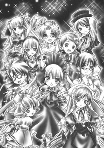 Rating: Safe Score: 0 Tags: 6+girls blush bow dress everyone glasses greyscale hat image long_hair long_sleeves looking_at_viewer monochrome multiple multiple_girls open_mouth shinku smile suigintou suiseiseki tagme twintails very_long_hair User: admin