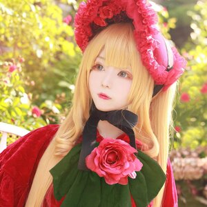 Rating: Safe Score: 0 Tags: 1girl bangs blonde_hair blurry blurry_background depth_of_field flower hat hat_flower lips long_hair looking_at_viewer pink_rose red_flower red_rose rose shinku solo upper_body User: admin