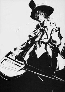 Rating: Safe Score: 0 Tags: 1girl capelet greyscale hat image long_sleeves monochrome nagae_iku ribbon short_hair solo souseiseki User: admin