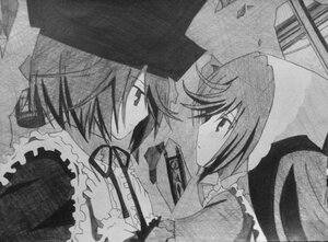 Rating: Safe Score: 0 Tags: 2girls frills greyscale hat image monochrome multiple_girls pair profile short_hair souseiseki suiseiseki traditional_media User: admin