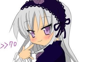 Rating: Safe Score: 0 Tags: 1girl blush dress flower frills hairband image long_hair long_sleeves looking_at_viewer purple_eyes rose silver_hair simple_background smile solo suigintou upper_body white_background User: admin