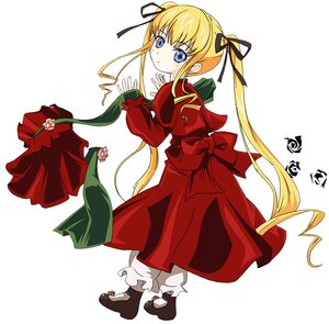 Rating: Safe Score: 0 Tags: 1girl blonde_hair blue_eyes blush bonnet bowtie_removed dress full_body hair_ribbon hat hat_removed headwear_removed image ixy long_hair long_sleeves looking_at_viewer looking_back mary_janes red_dress ribbon rozen_maiden shinku shoes simple_background solo twintails very_long_hair white_background User: admin