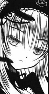 Rating: Safe Score: 0 Tags: 1girl close-up closed_mouth eyebrows_visible_through_hair face greyscale image long_hair looking_at_viewer monochrome simple_background solo suigintou white_background User: admin