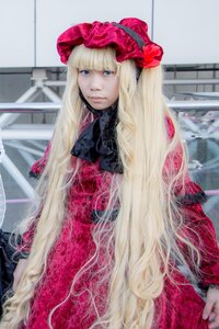 Rating: Safe Score: 0 Tags: 1girl blonde_hair blue_eyes dress flower long_hair looking_at_viewer red_dress shinku solo very_long_hair User: admin