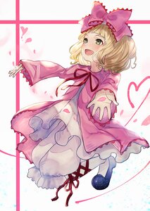 Rating: Safe Score: 0 Tags: 1girl :d blonde_hair blush bow dress full_body green_eyes hair_bow hinaichigo image long_sleeves open_mouth outstretched_arms pantyhose petals pink_bow pink_dress ribbon shoes short_hair smile solo white_legwear User: admin