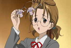 Rating: Safe Score: 0 Tags: 1girl :o auto_tagged blush brown_background brown_eyes brown_hair glasses holding human long_sleeves neck_ribbon open_mouth red_ribbon ribbon sakurada_nori screenshot simple_background solo twintails upper_body User: admin