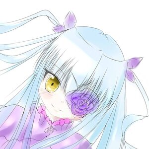 Rating: Safe Score: 0 Tags: 1girl bangs barasuishou blush closed_mouth dress eyebrows_visible_through_hair flower hair_ornament image long_hair looking_at_viewer purple_flower purple_rose ribbon rose simple_background smile solo striped white_background yellow_eyes User: admin