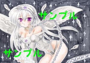 Rating: Safe Score: 0 Tags: 1girl bare_shoulders breasts chain cleavage flower hairband image long_hair marker_(medium) purple_eyes sample solo sparkle suigintou traditional_media white_hair wings User: admin