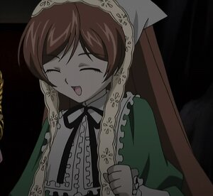 Rating: Safe Score: 0 Tags: 1girl brown_hair closed_eyes dress frills image long_hair long_sleeves open_mouth ribbon smile solo suiseiseki upper_body very_long_hair User: admin