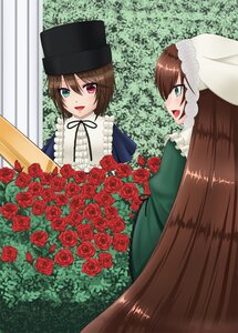 Rating: Safe Score: 0 Tags: 2girls bouquet brown_hair dress flower green_dress green_eyes hat heterochromia image long_hair multiple_girls open_mouth pair pink_flower pink_rose red_eyes red_flower red_rose rose short_hair siblings sisters smile souseiseki suiseiseki top_hat twins yellow_rose User: admin