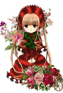 Rating: Safe Score: 0 Tags: 1girl :o blonde_hair blue_eyes bonnet bow bowtie capelet dress drill_hair flower green_bow image long_hair long_sleeves looking_at_viewer pink_flower pink_rose red_dress red_flower red_rose rose shinku simple_background solo twintails white_background User: admin